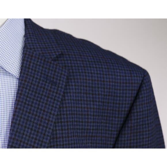 Lauren Ralph Lauren Mens Blue Brown Gingham Check Wool 2Btn Sportcoat Blazer 52R - Picture 3 of 8
